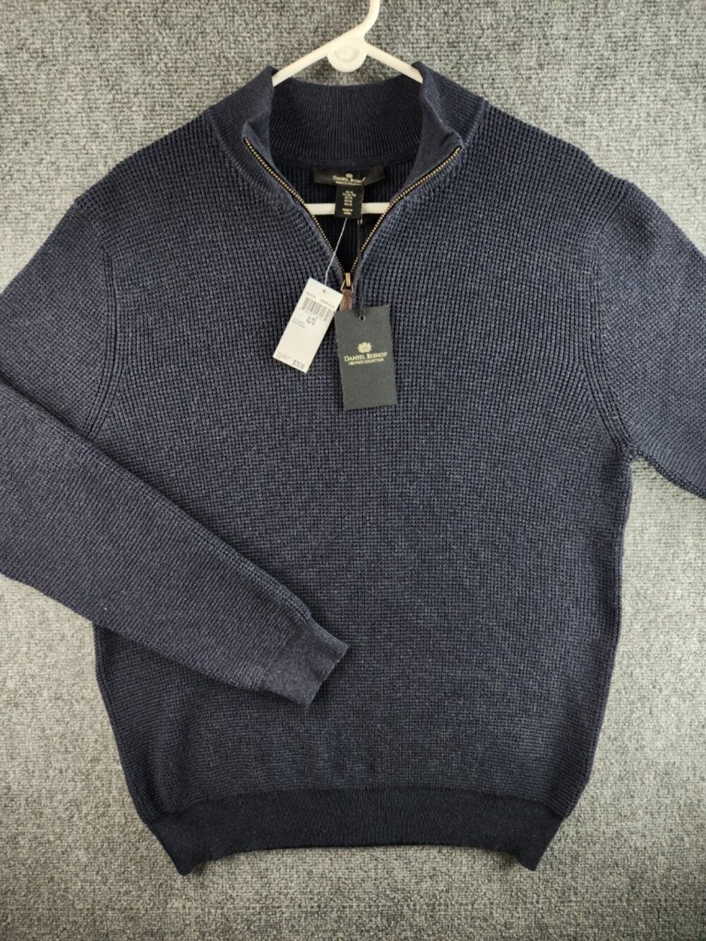 NWT Daniel Bishop Heritage Sweater Navy Blue 1/4 Zip Knit Pullover XL Men Adult